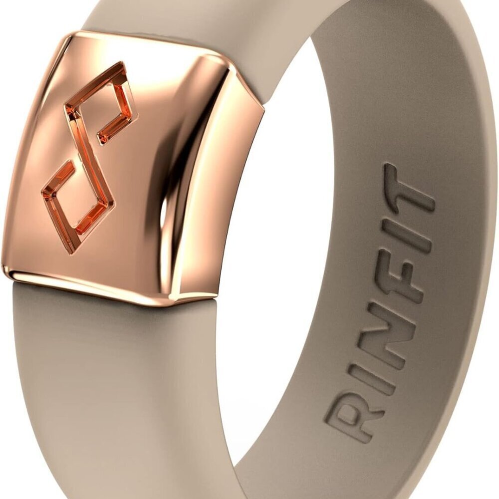 Silicone Wedding Ring with Metal Accent 6mm Women 7mm Men Durable Durable